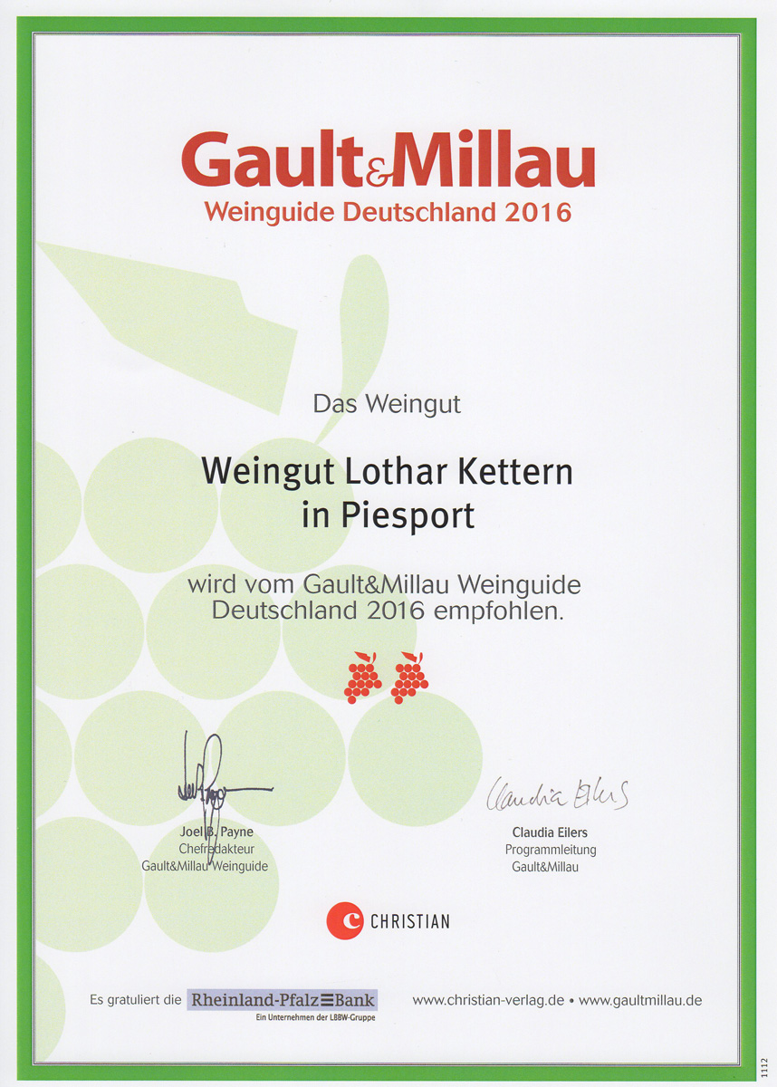 Weingut Lothar Kettern In Piesport An Der Mosel Auszeichnungen